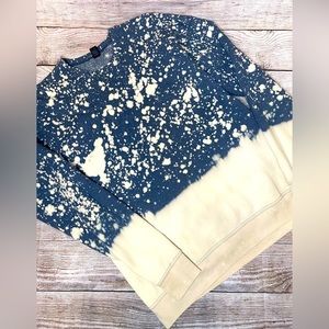 Bleach Dyed CrewNeck Sweatshirt, Boutique Brand Size Medium